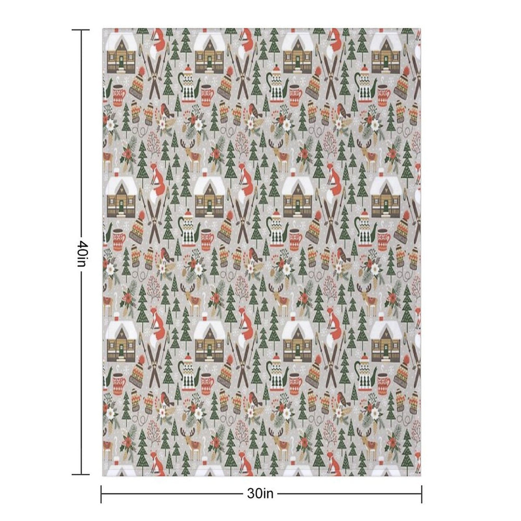Cozy Cabin  Light Grey Easy Care Throw Blanket