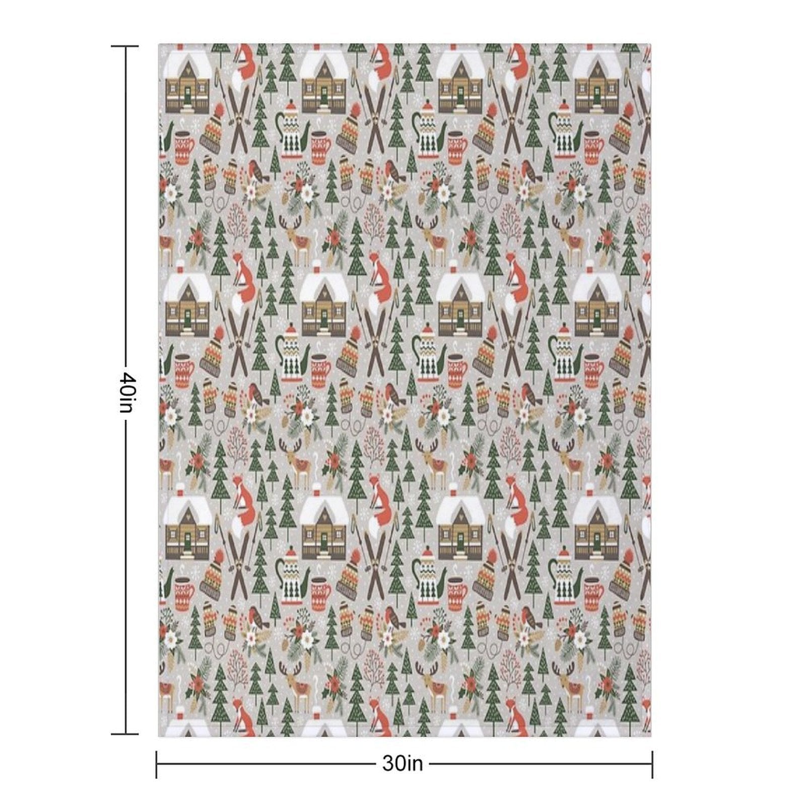 Cozy Cabin  Light Grey Easy Care Throw Blanket