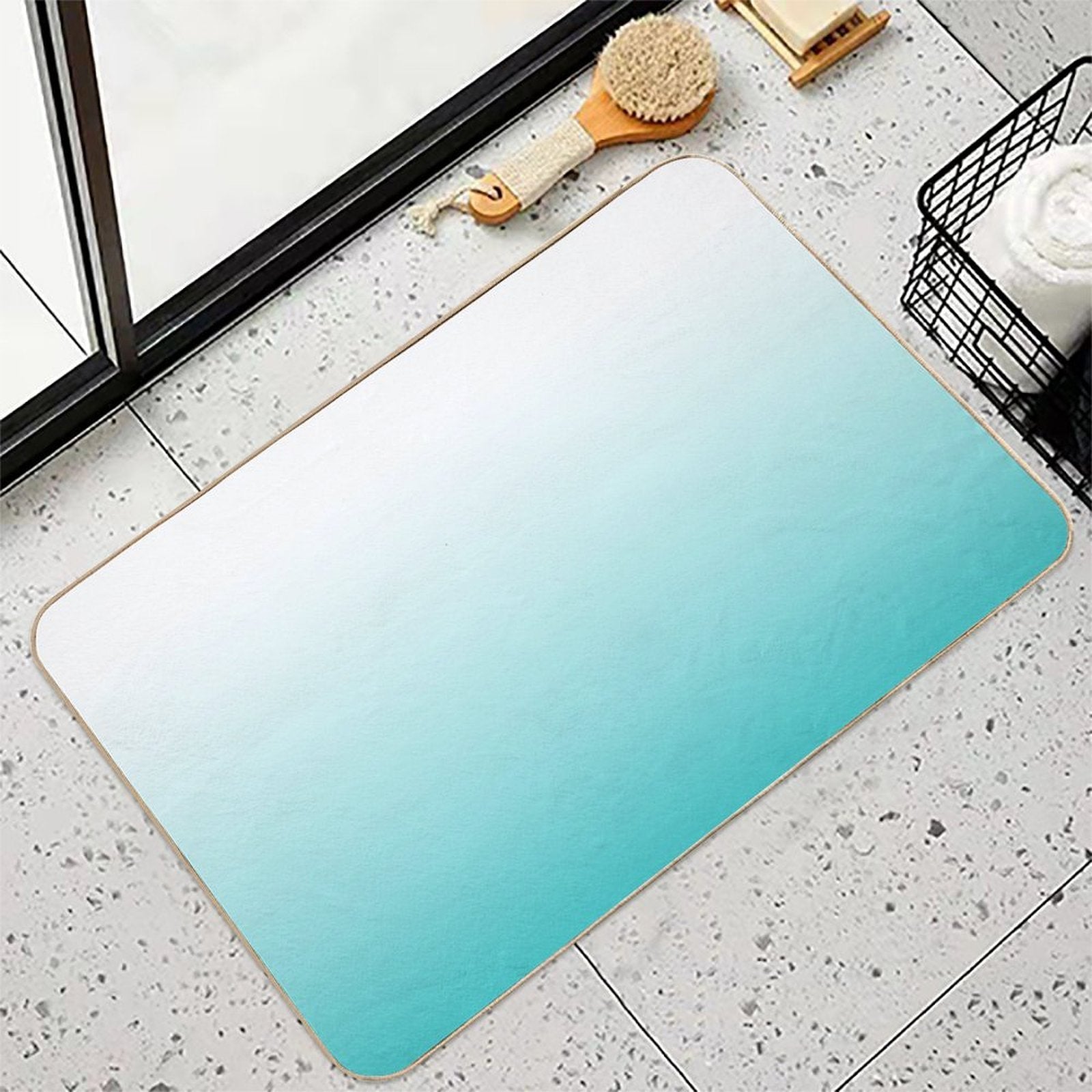 Turquoise Ombre  Slip-Resistant Bath Mat
