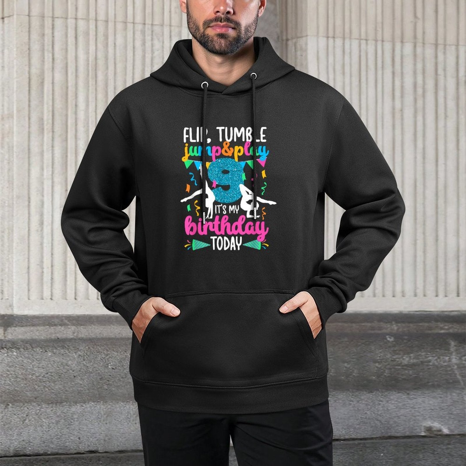 9th Birthday Gymnastics Girl Nine Year Old Gymnast Cotton-Polyester Blend Hoodie