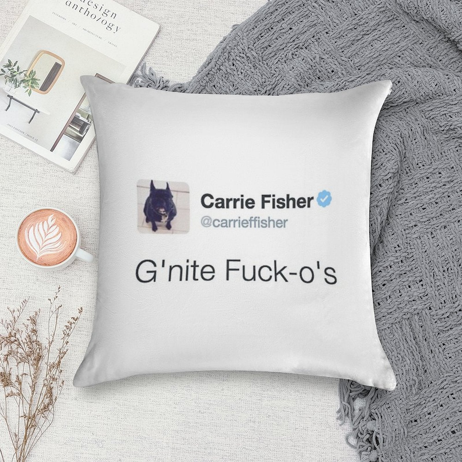 Carrie Fisher Tweets Soft Style Accent Throw Pillow