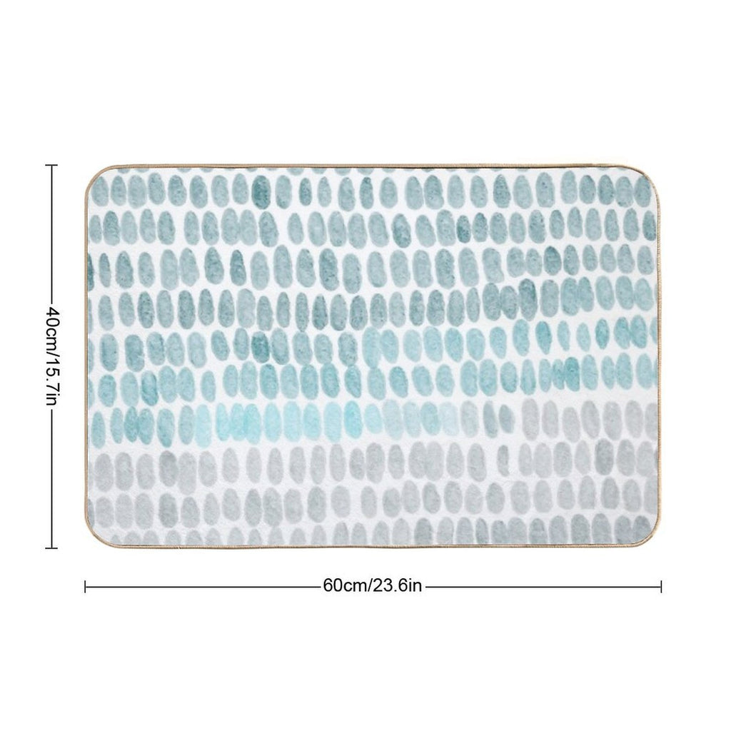 Abstract And Organic Blue Watercolor Drops in White  Stain-Proof Bath Mat