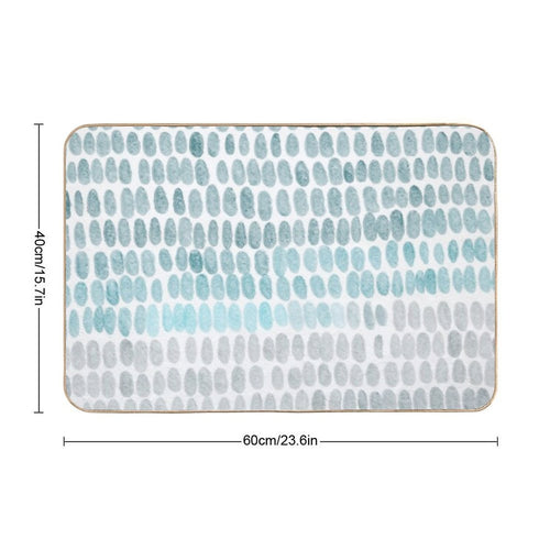 Abstract And Organic Blue Watercolor Drops in White  Stain-Proof Bath Mat