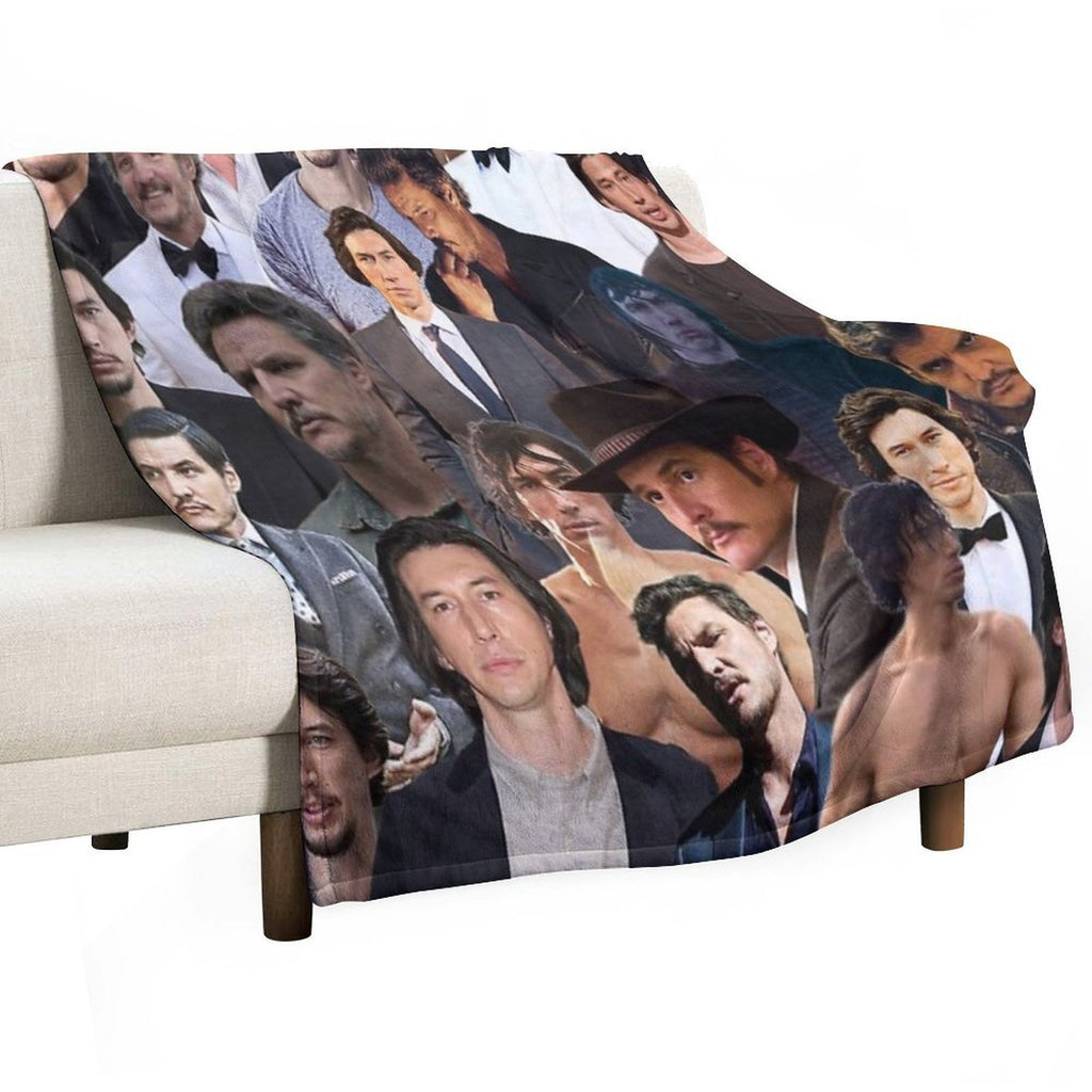 Pedro Pascal And Adam Driver Photo Collage Velvety-soft Throw Blanket