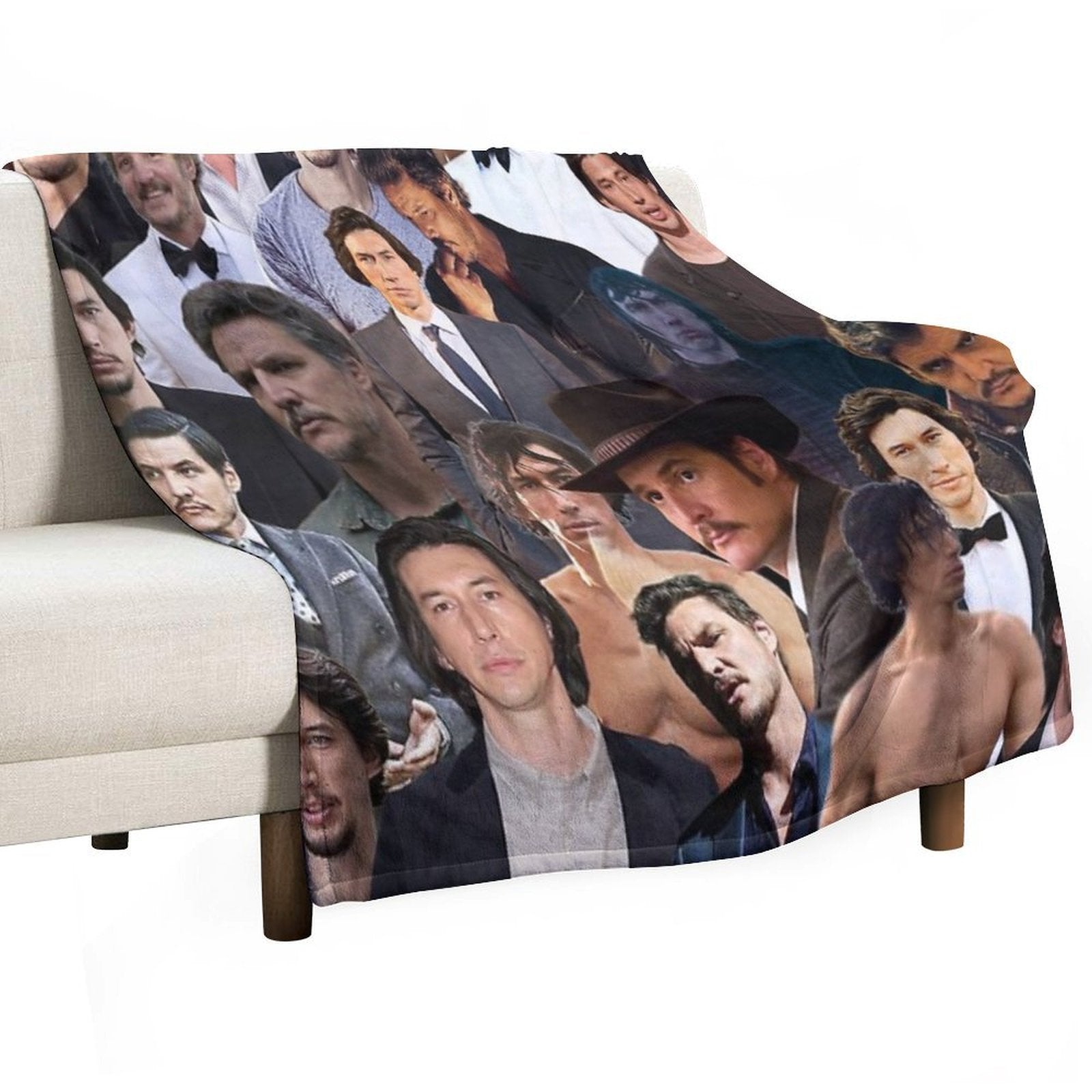 Pedro Pascal And Adam Driver Photo Collage Velvety-soft Throw Blanket
