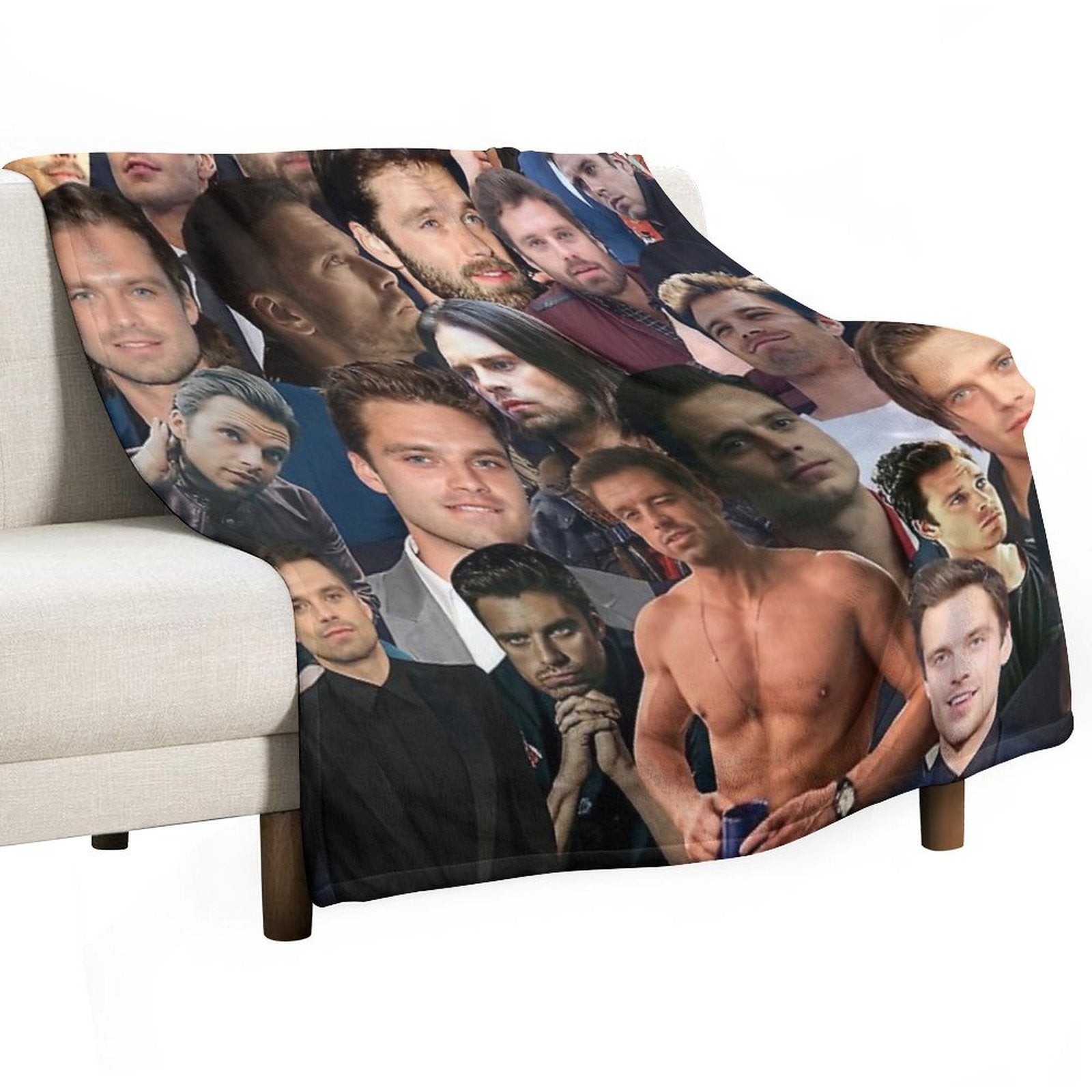 Sebastian Stan Photo Collage Eco-conscious Throw Blanket