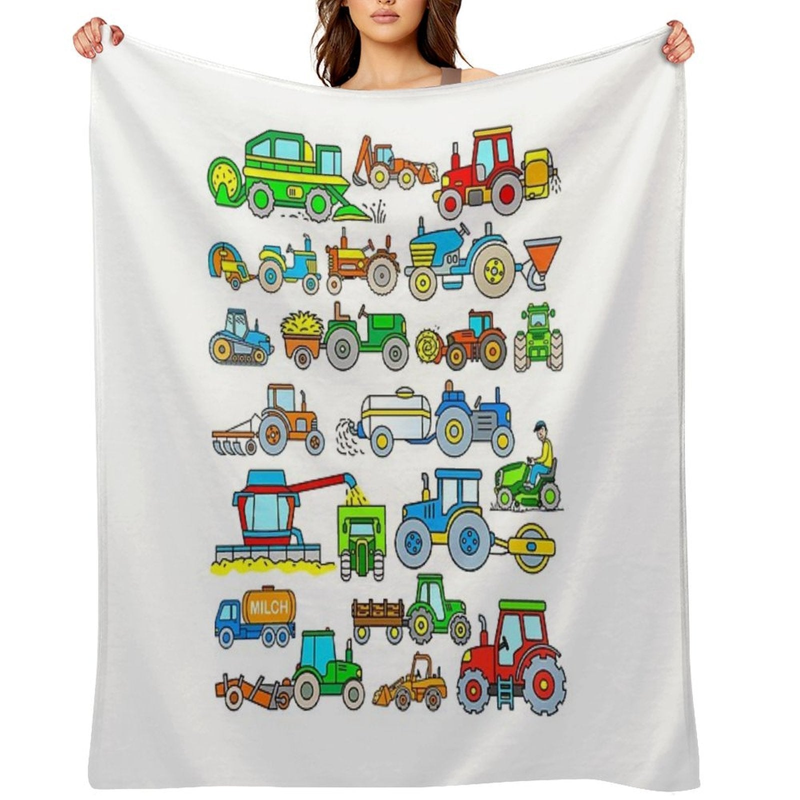 Tractors Farm Vehicles Compact Throw Blanket