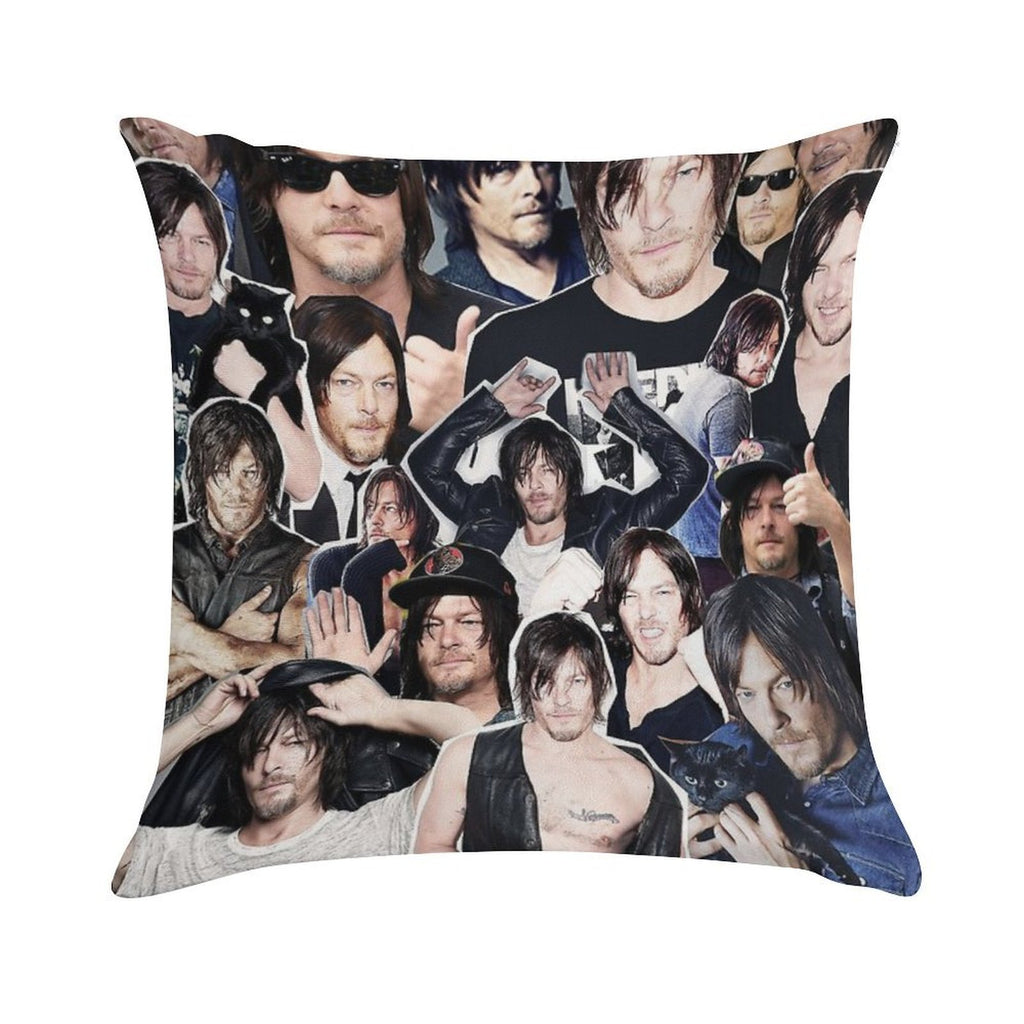 Norman Reedus Collage Soft Decorative Cover Throw Pillow