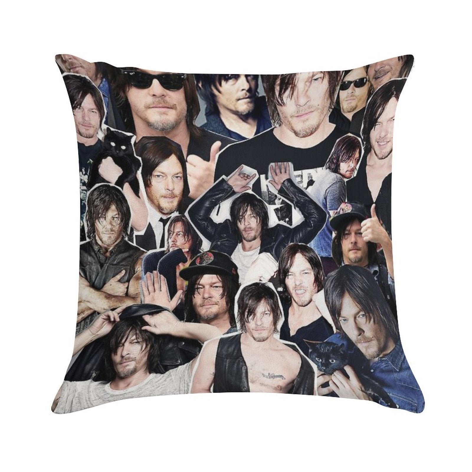 Norman Reedus Collage Soft Decorative Cover Throw Pillow