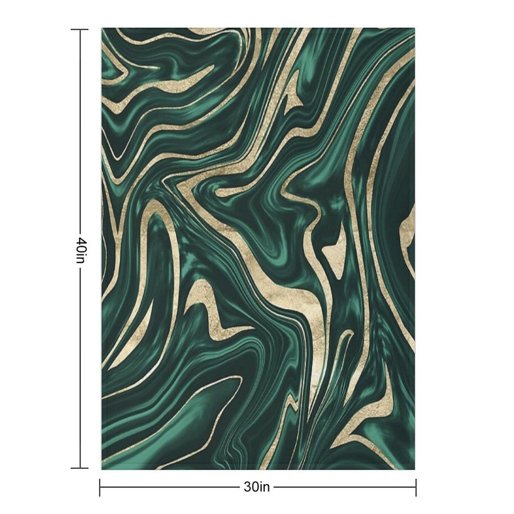Emerald Green Black Gold Marble #1 #decor #art Shrink-resistant Throw Blanket