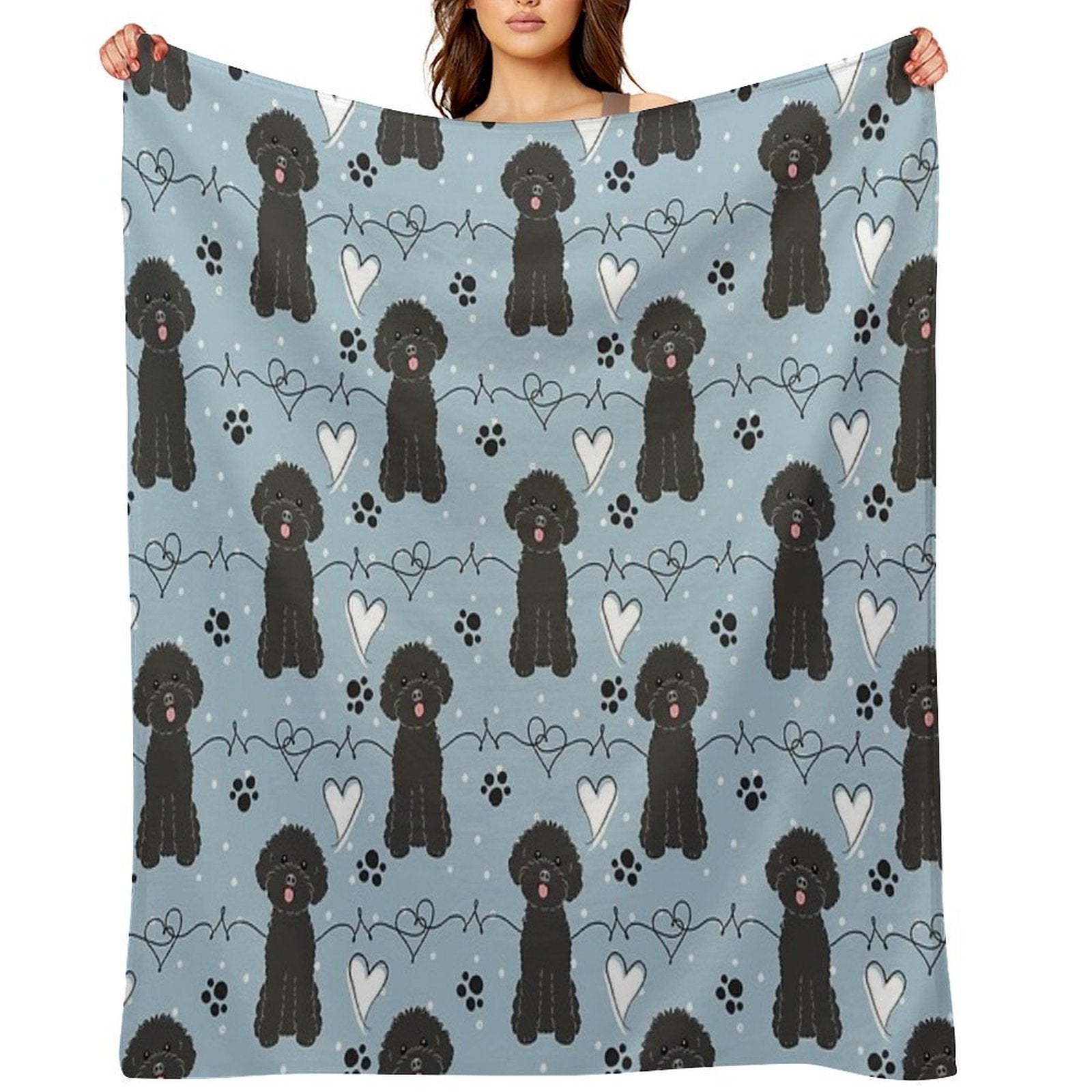 LOVE Black Toy Poodle Durable Throw Blanket