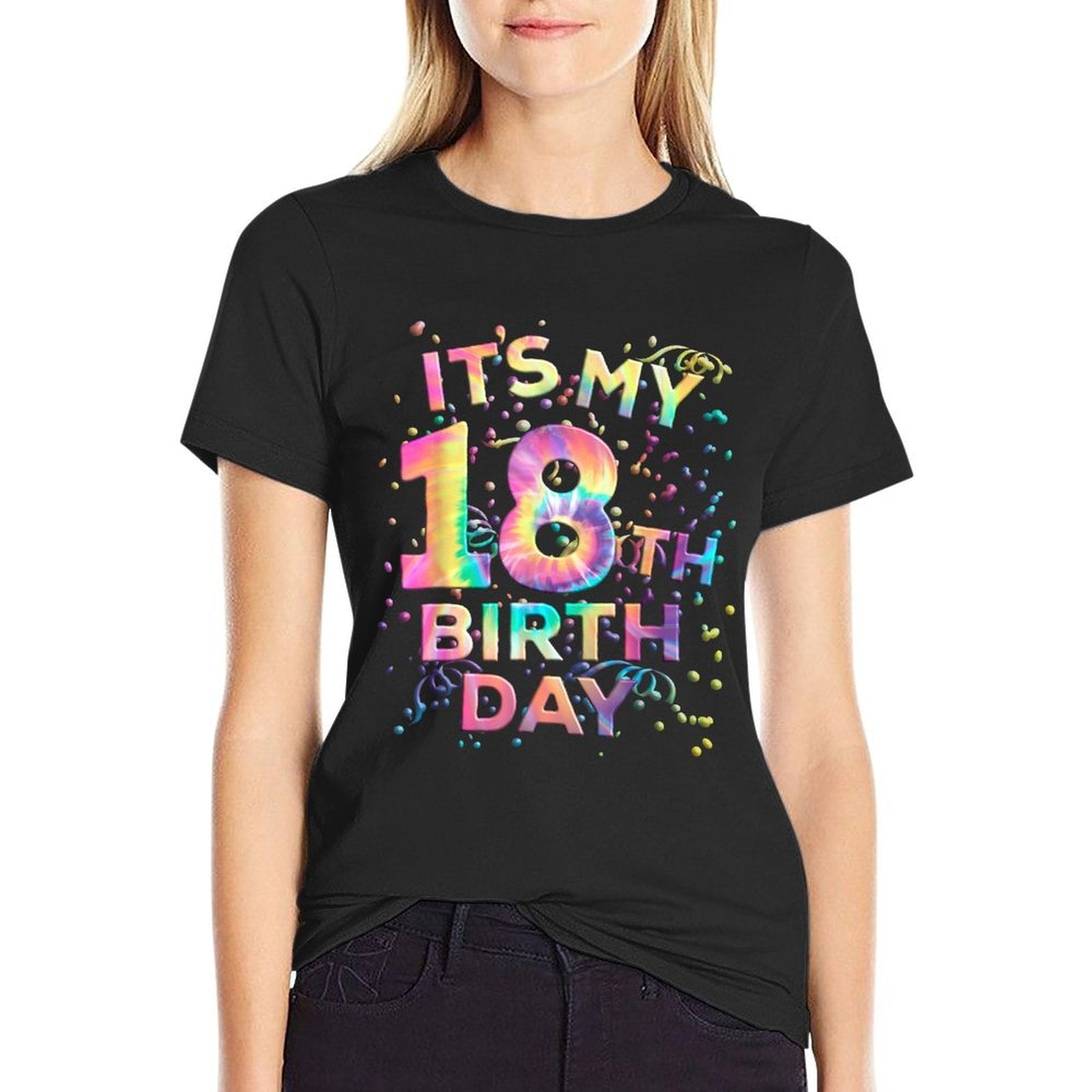 Funny Tie Dye Its My 18th Birthday 18 Year Old Bday  Fade-proof Color T-Shirt