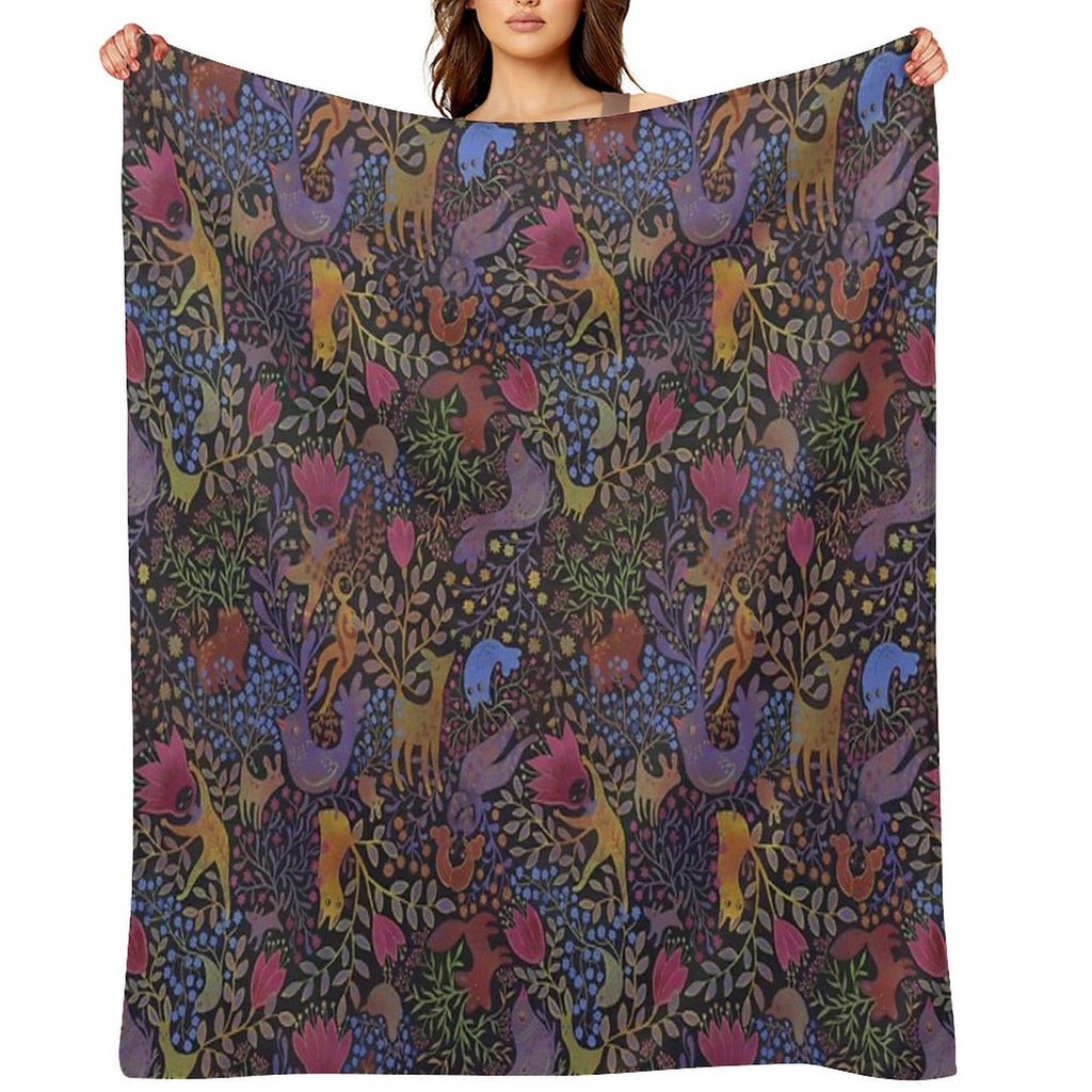 Jewel Tone Design in Dark Background All-season Throw Blanket