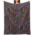 Jewel Tone Design in Dark Background All-season Throw Blanket