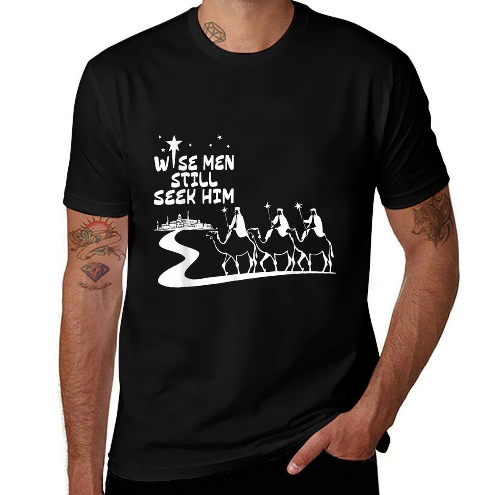 Wise Men Still Seek Him Jesus Christian Christmas Men Women  Slim-fit Cut T-Shirt