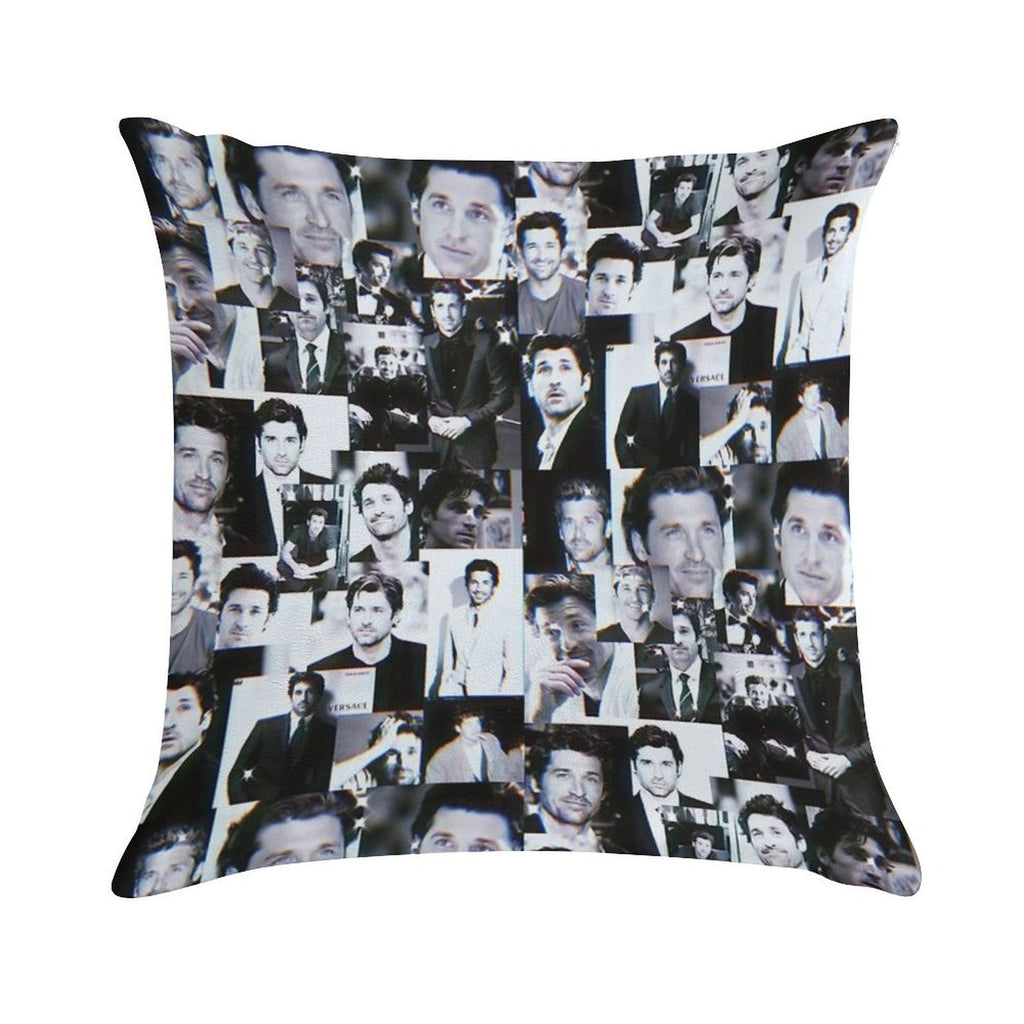 Patrick Dempsey Collage Soft Luxury Feel Throw Pillow