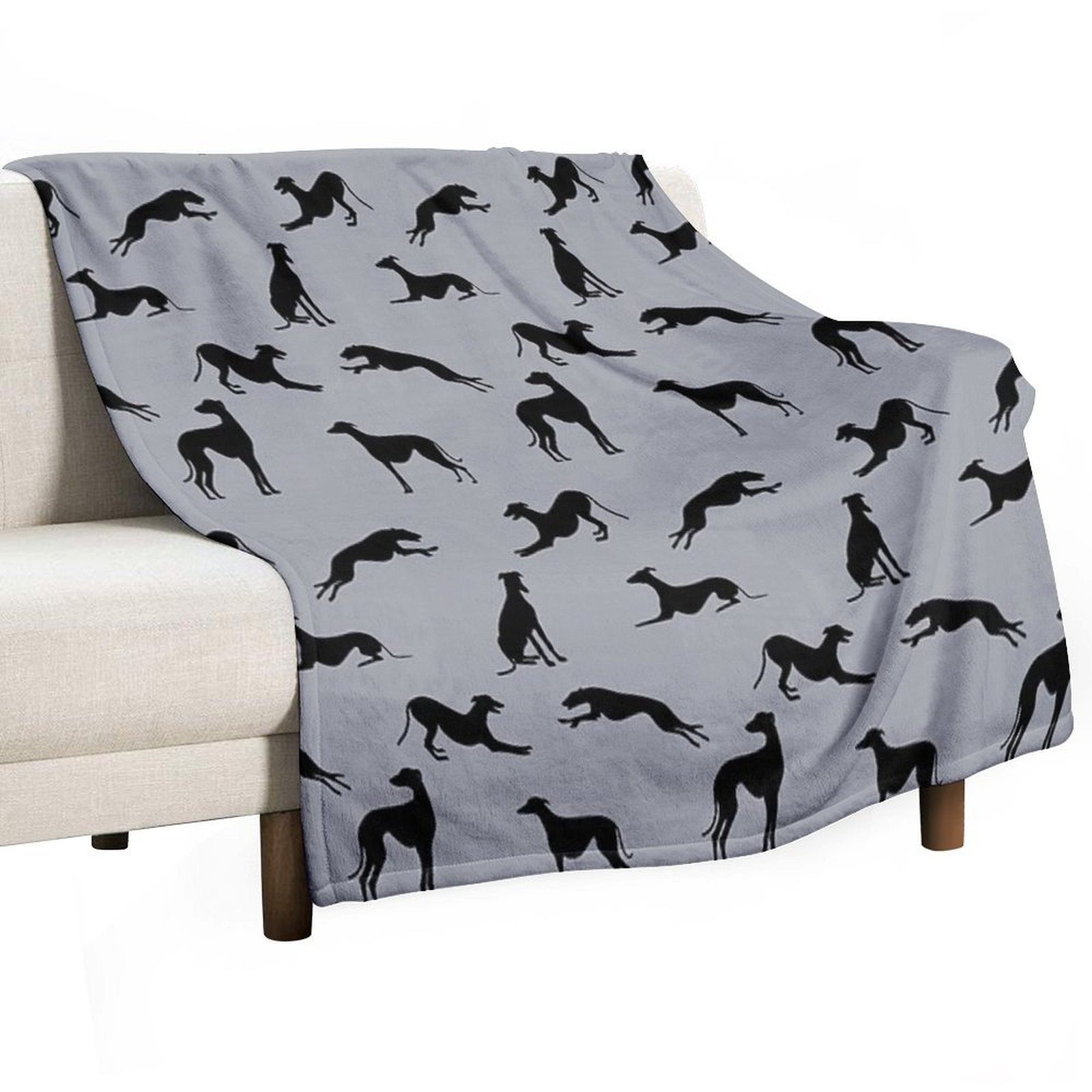 Greyt Greyhound Silhouettes - A3A6AA Eco-conscious Throw Blanket
