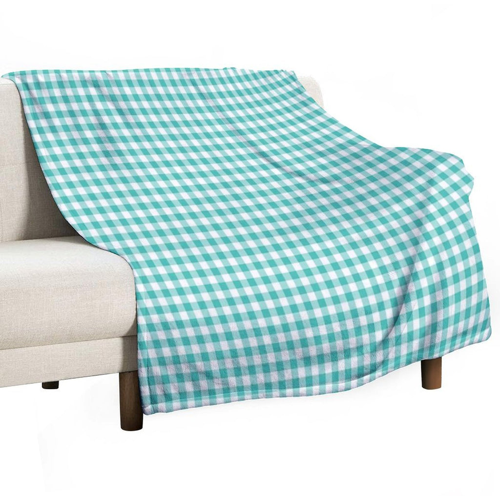 Teal Gingham Checkered Pattern Design Anti-pilling Throw Blanket