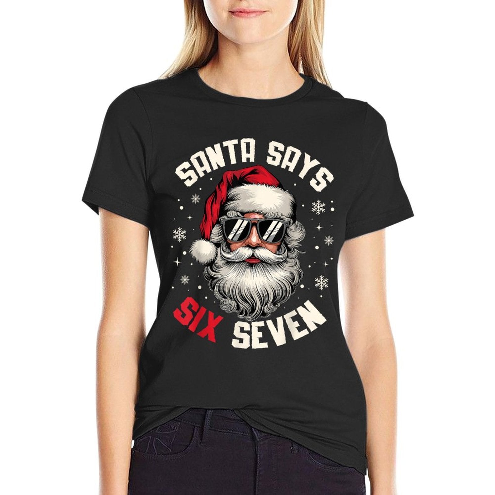 Santa Says Six Seven Funny Christmas 67 Meme Xmas Boys Girls  Graphic-printed T-Shirt