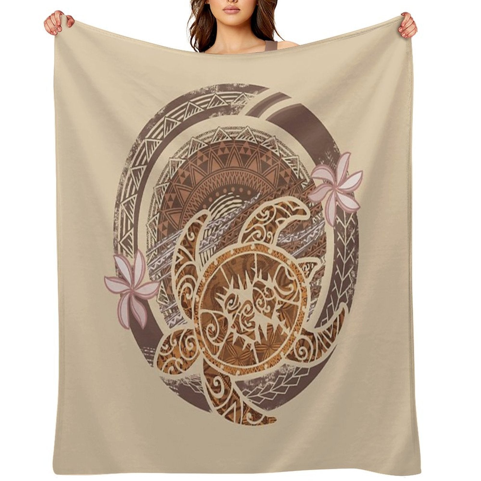 Vintage Circular Samoan Turtle Dive Premium Throw Blanket