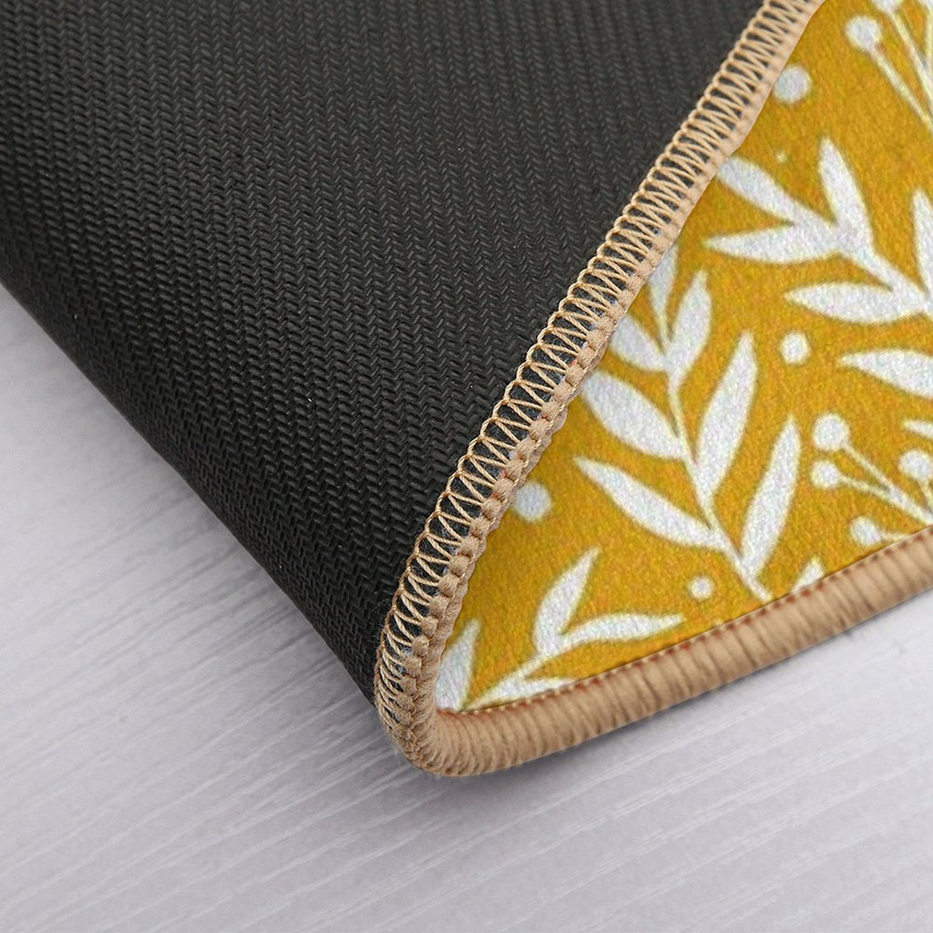 Cute Branches - Yellow Ochre  Absorbent Bath Mat