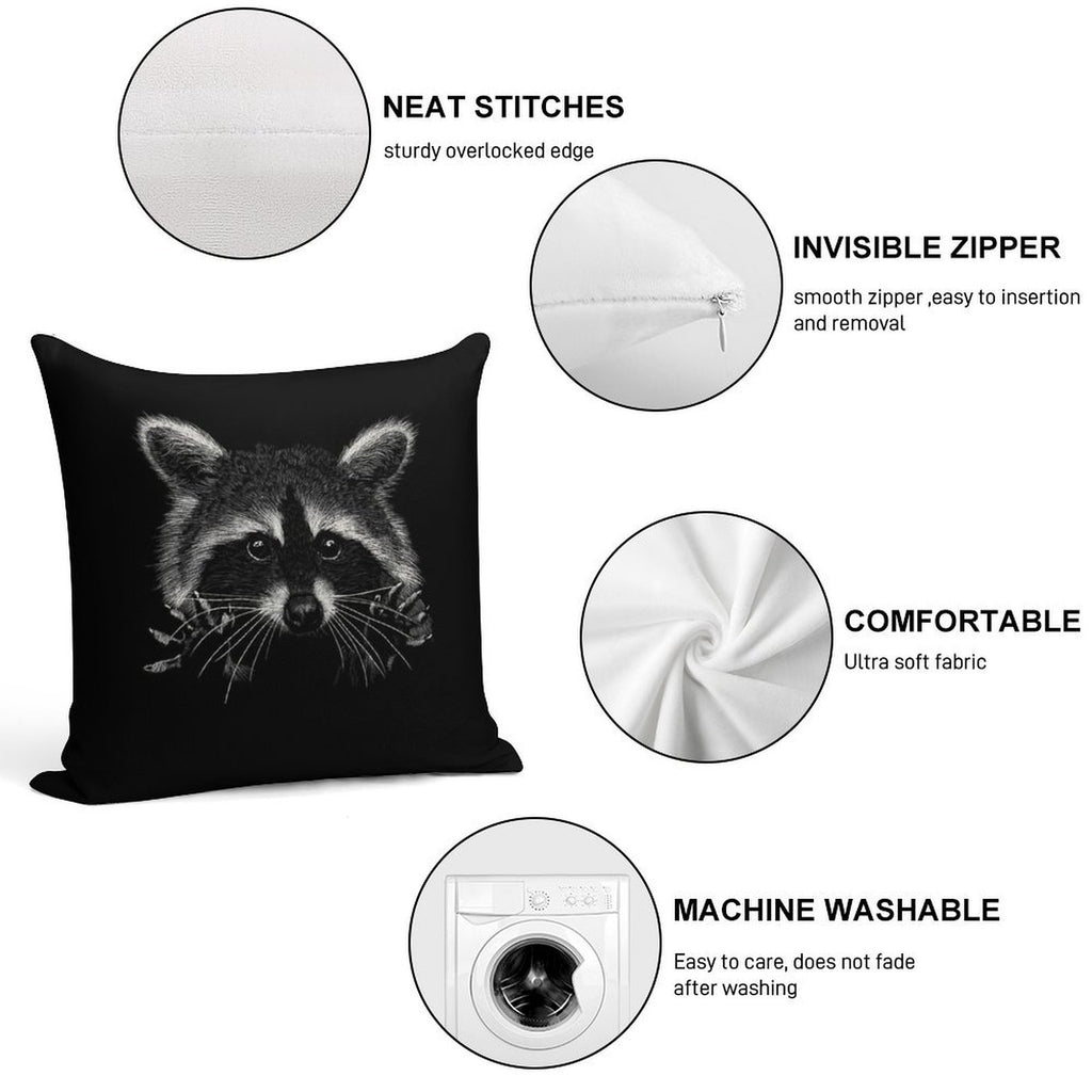 Racoon Soft Decorative Cover Throw Pillow
