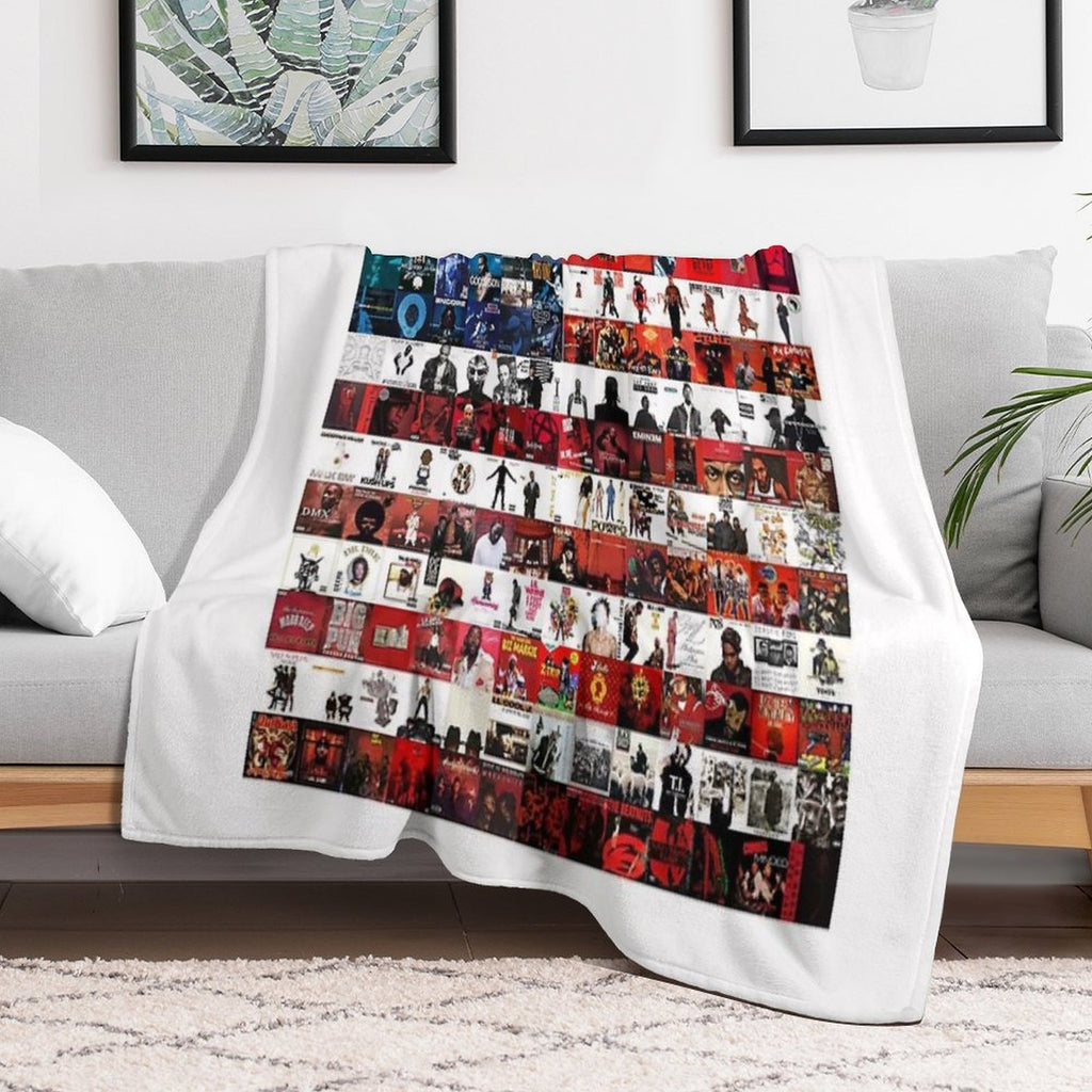 Hip Hop Album Cover Collage Flag Premium Throw Blanket