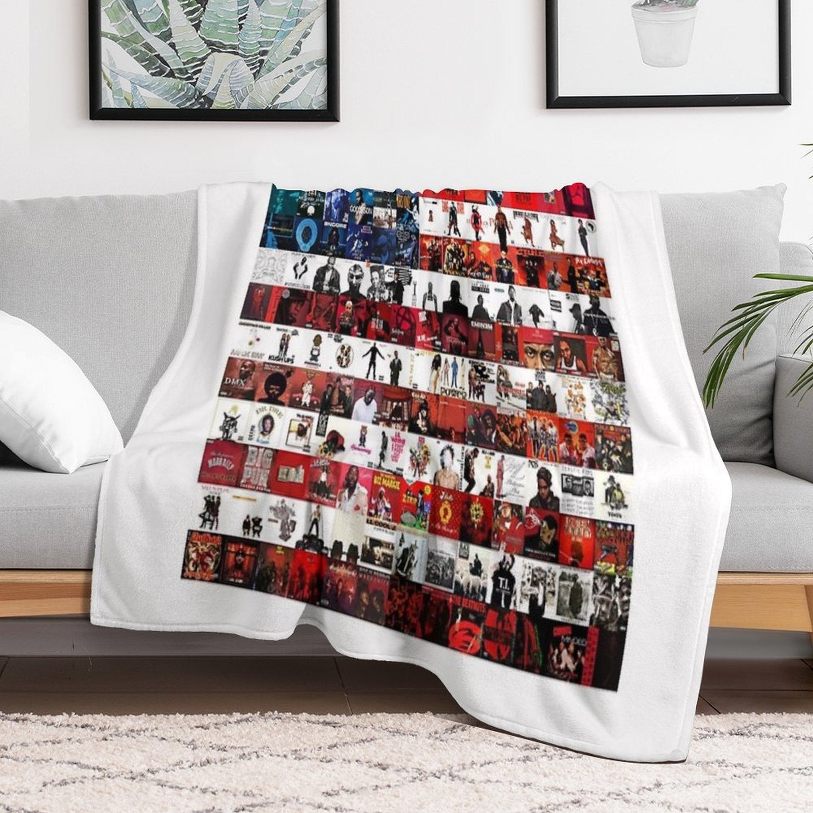 Hip Hop Album Cover Collage Flag Premium Throw Blanket