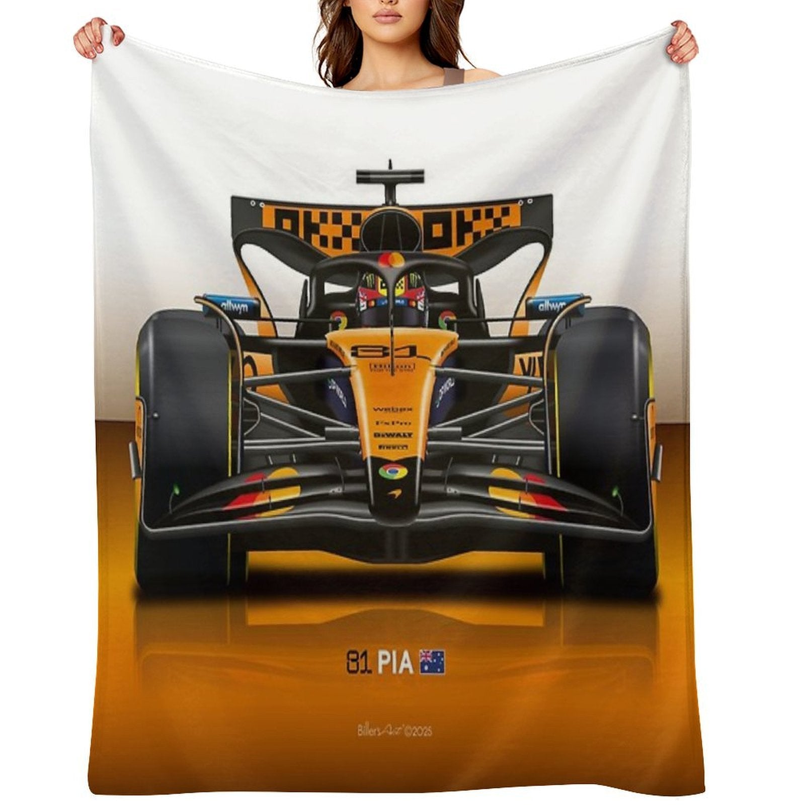 Oscar Piastri 2025 Formula 1 McLaren Racing Car Quick-dry Throw Blanket