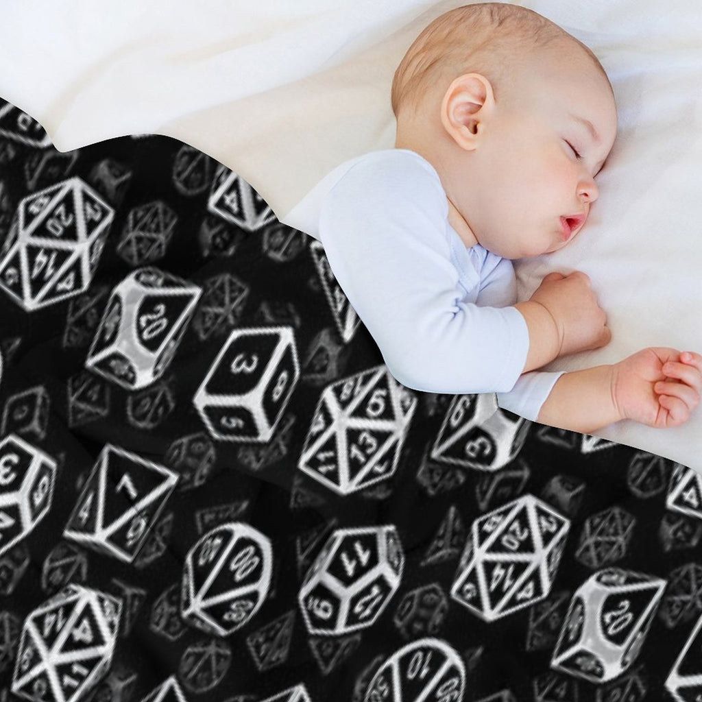 D20 Dice Set Pattern (White) Gift-ready Throw Blanket