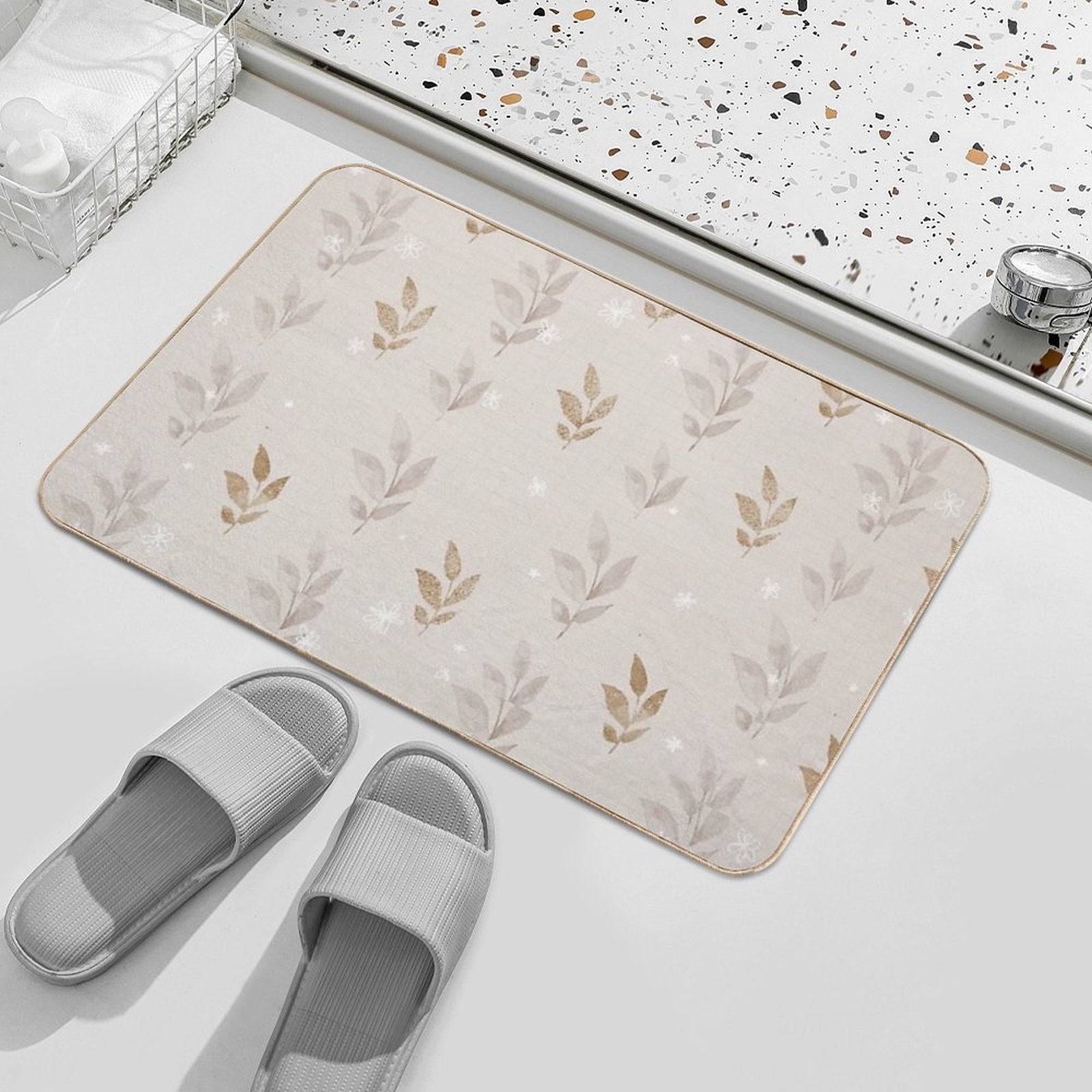 Gold Leaf Print  Versatile Bath Mat