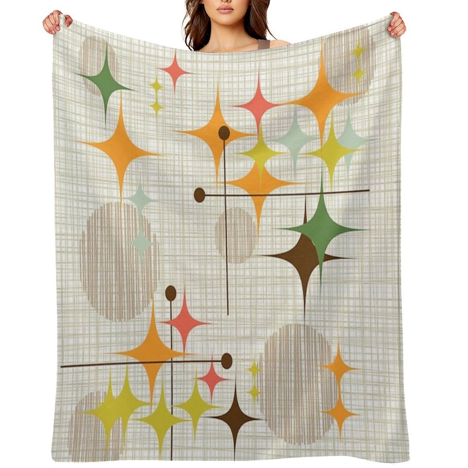 Eames Era Starbursts And Globes 3 (bkgrnd) Quick-dry Throw Blanket