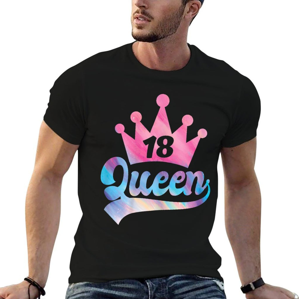 Womens 18th Birthday Queen Girls Happy Birthday Party Funny Crown  Wrinkle-resistant T-Shirt