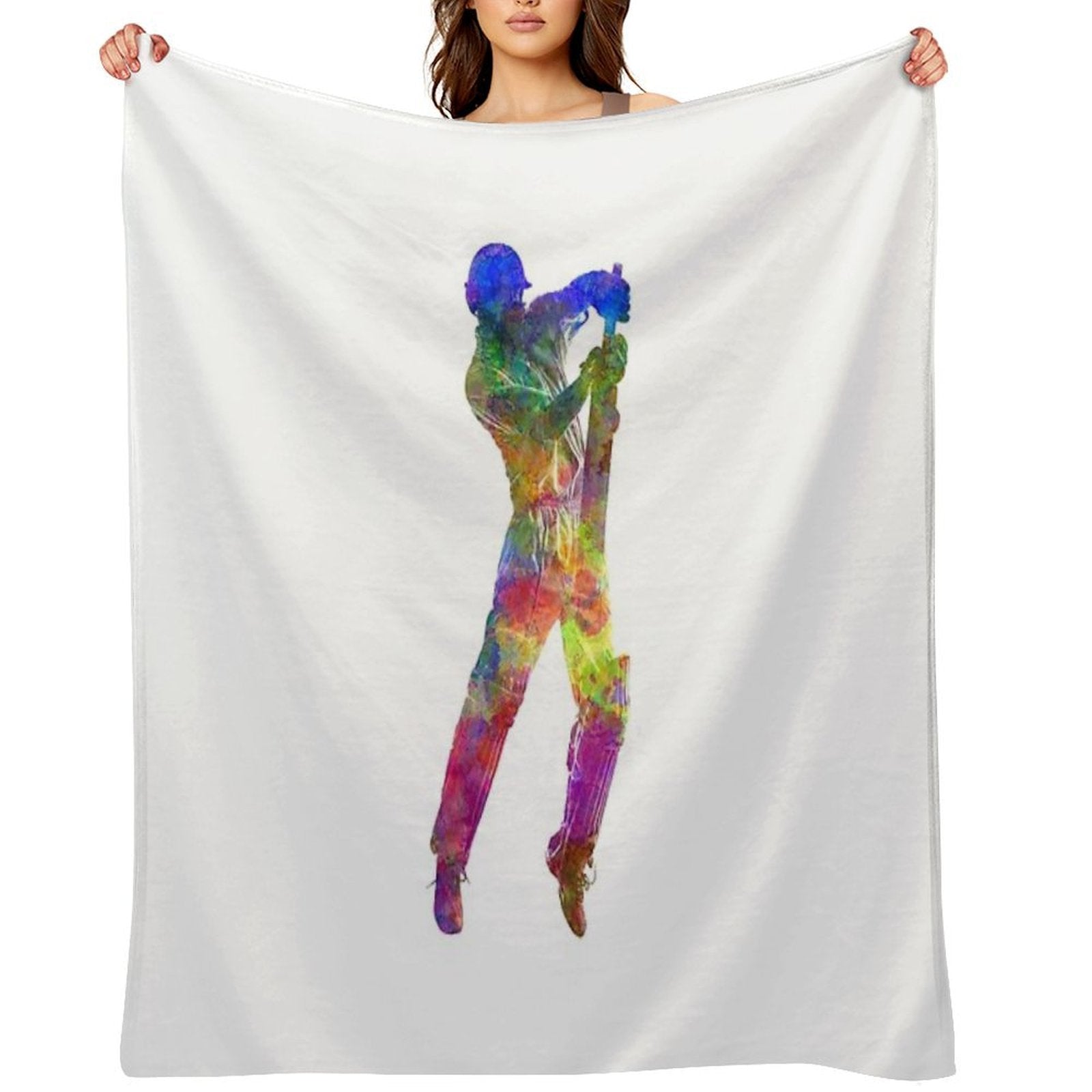 Cricket Player Batsman Silhouette 05 Lightweight Throw Blanket