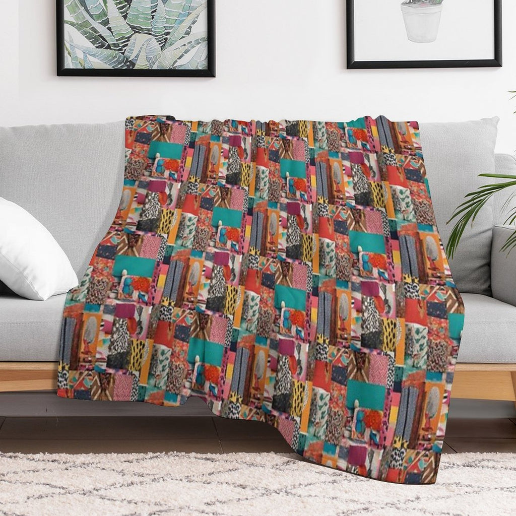 Quirky Mosaic Pattern Anti-pilling Throw Blanket