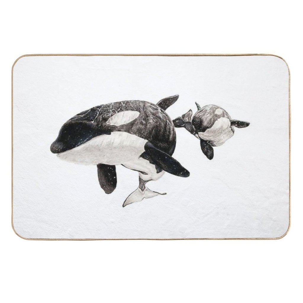 Katina And Taku The Killer Whales Drawing  Odorless Bath Mat