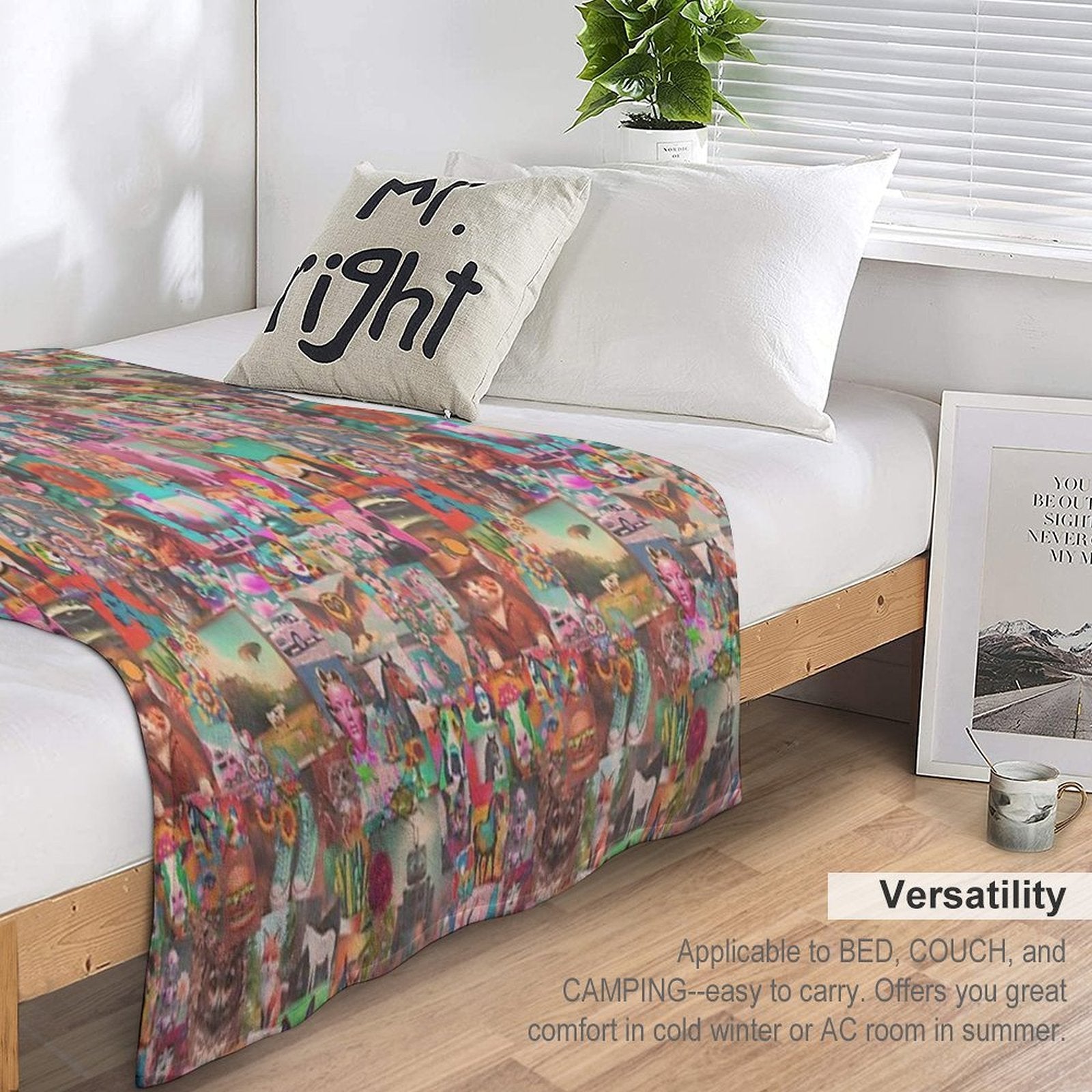 Retro Kitschy Stickerbomb Compact Throw Blanket