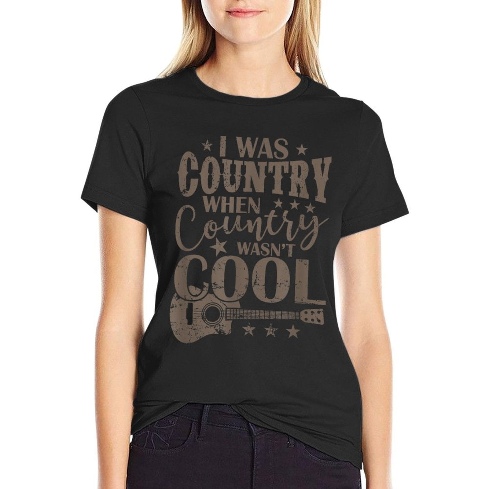 I Was Country When Country Wasnt Cool USA  Heathered Texture T-Shirt