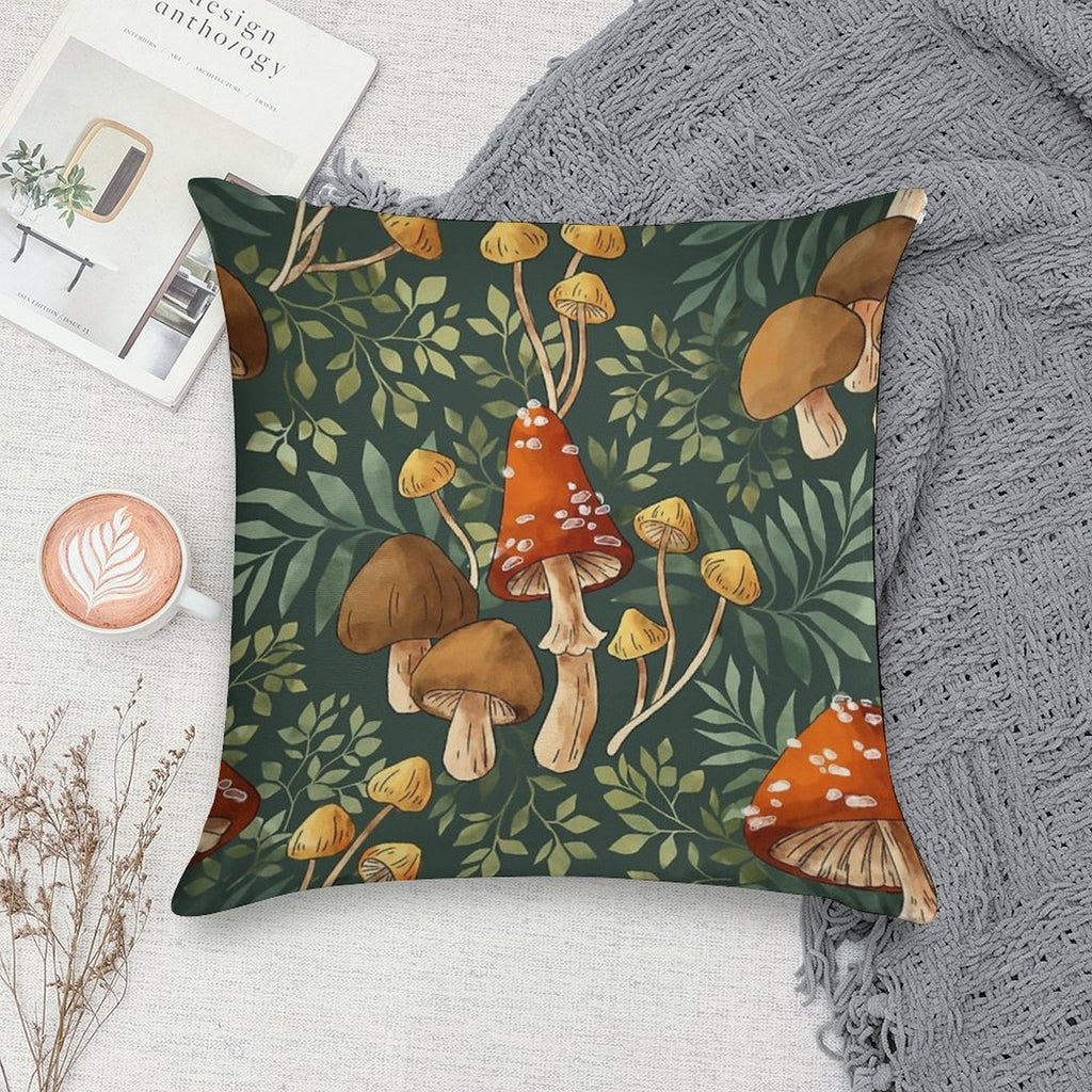Woodland Mushroom Spray Soft Washable Throw Pillow
