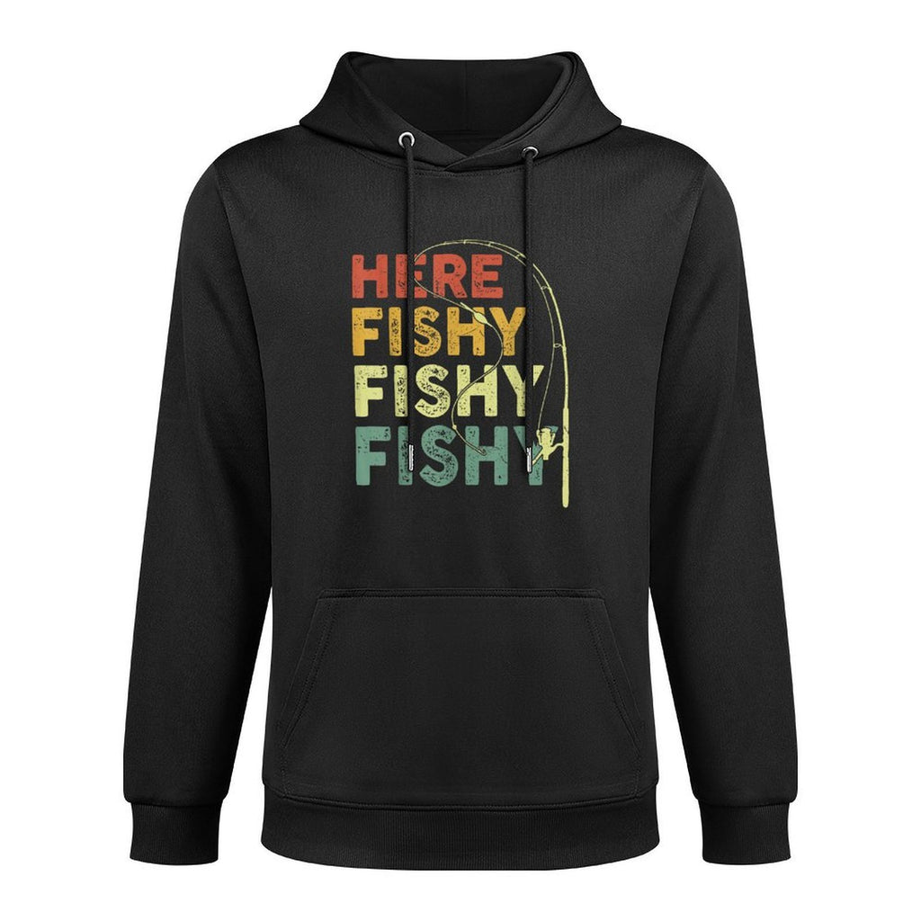 Fishing Here-Fishy Funny Bass Fish Dad Breathable Fabric Hoodie