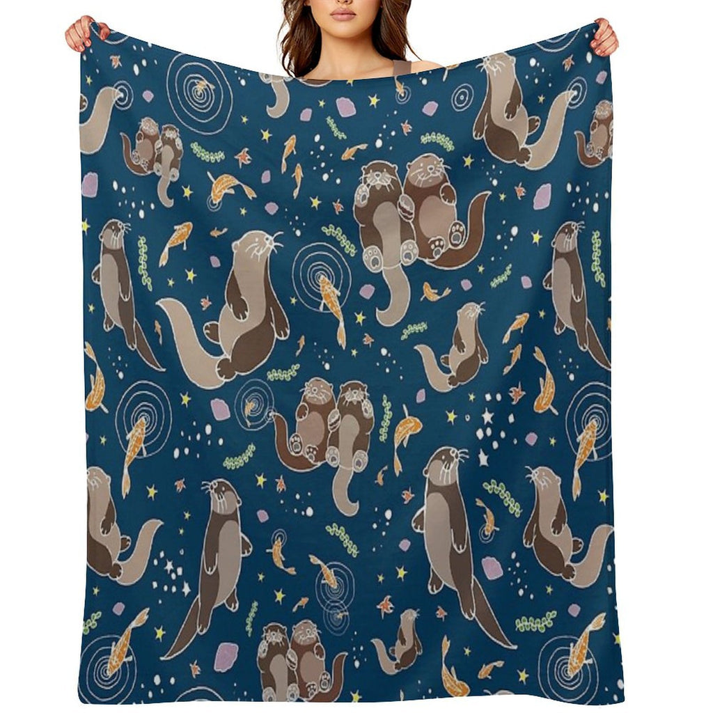 Sea Otters at Night Compact Throw Blanket