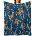 Sea Otters at Night Compact Throw Blanket