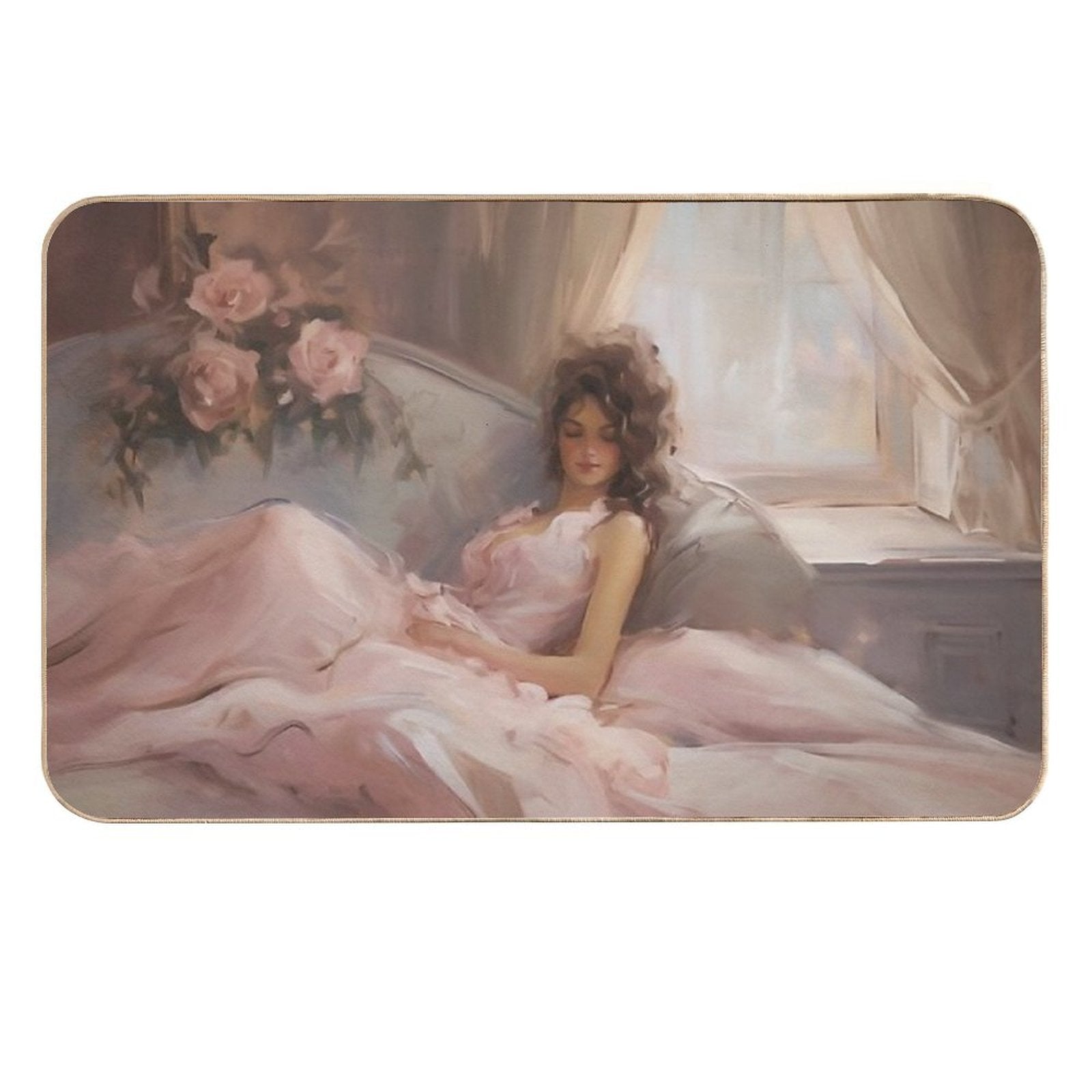 Coquette Aesthetic Vintage Painting of A Languid Woman  Odorless Bath Mat