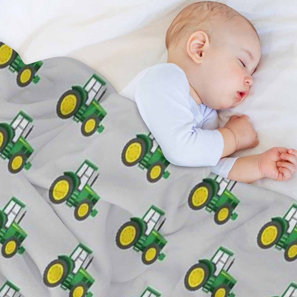 Green Tractors on Grey - Farming - Farm Themed Compact Throw Blanket