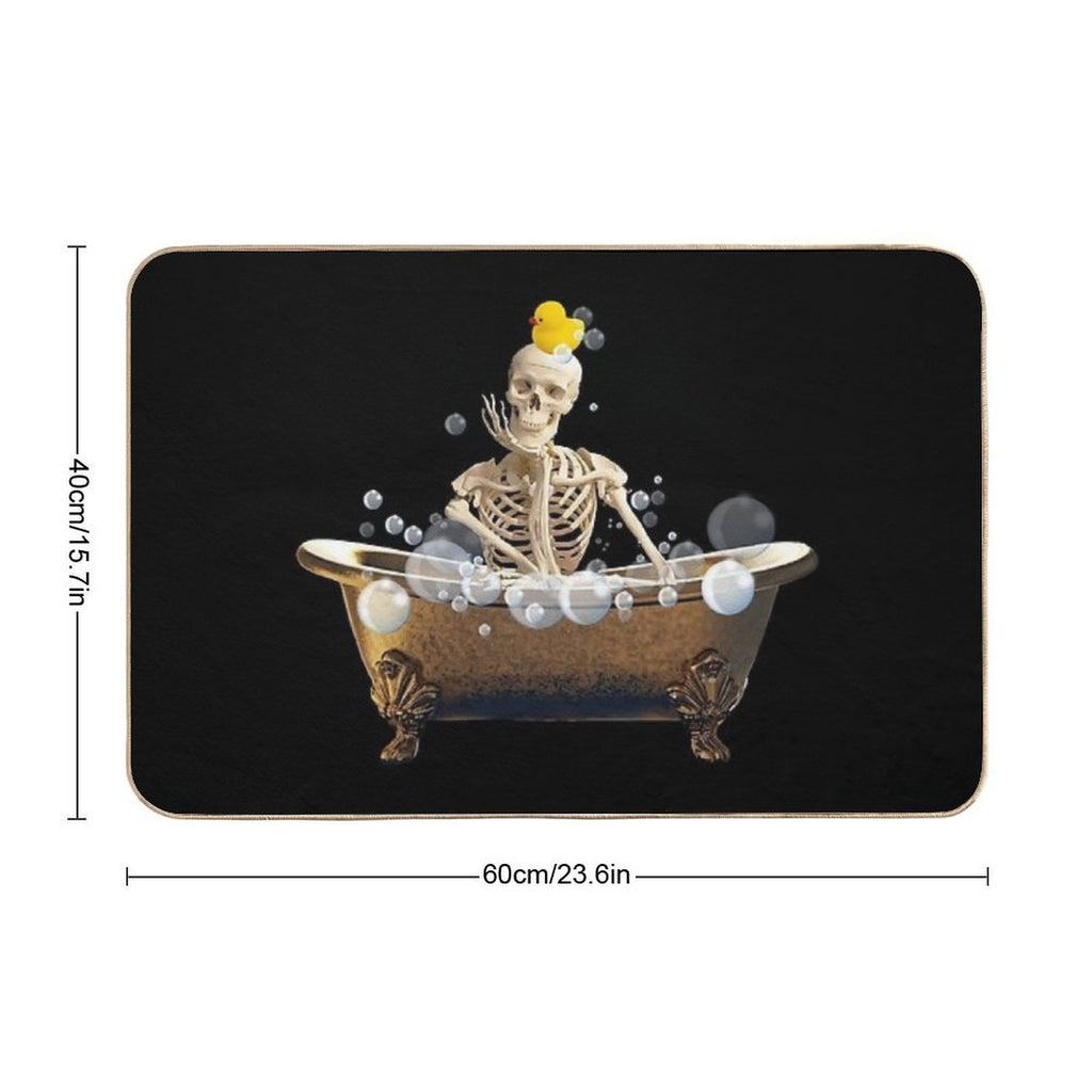 Skeleton Relaxing in The Bath  Pet-Safe Bath Mat