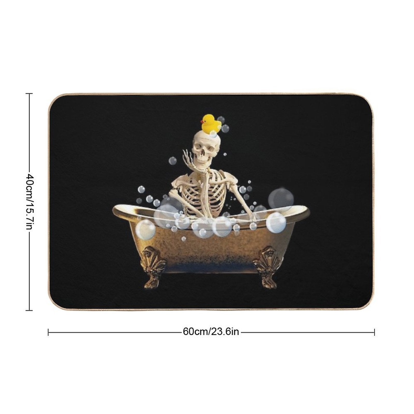 Skeleton Relaxing in The Bath  Pet-Safe Bath Mat