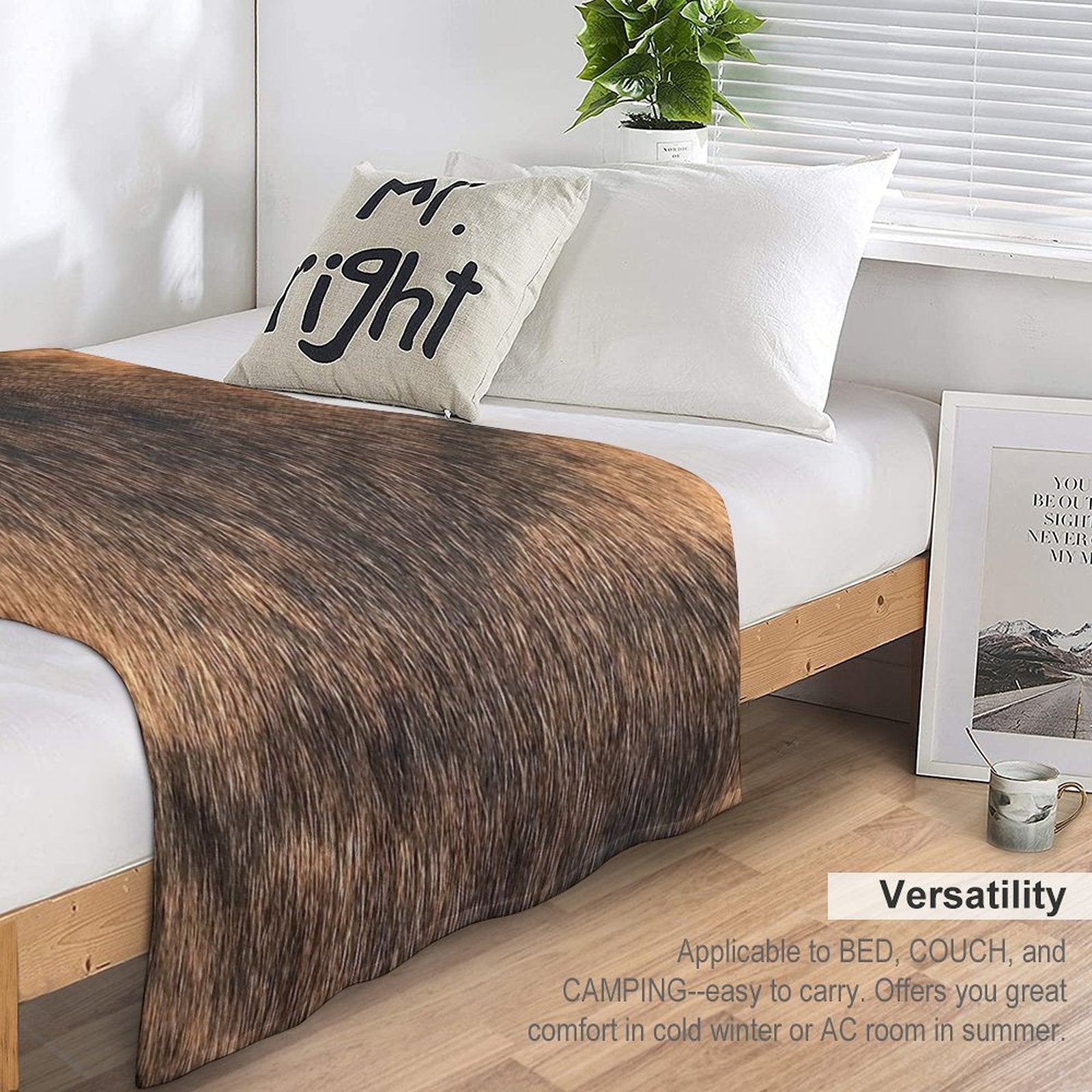 Brindle Animal Print, Brown Brindle Dog Easy Care Throw Blanket