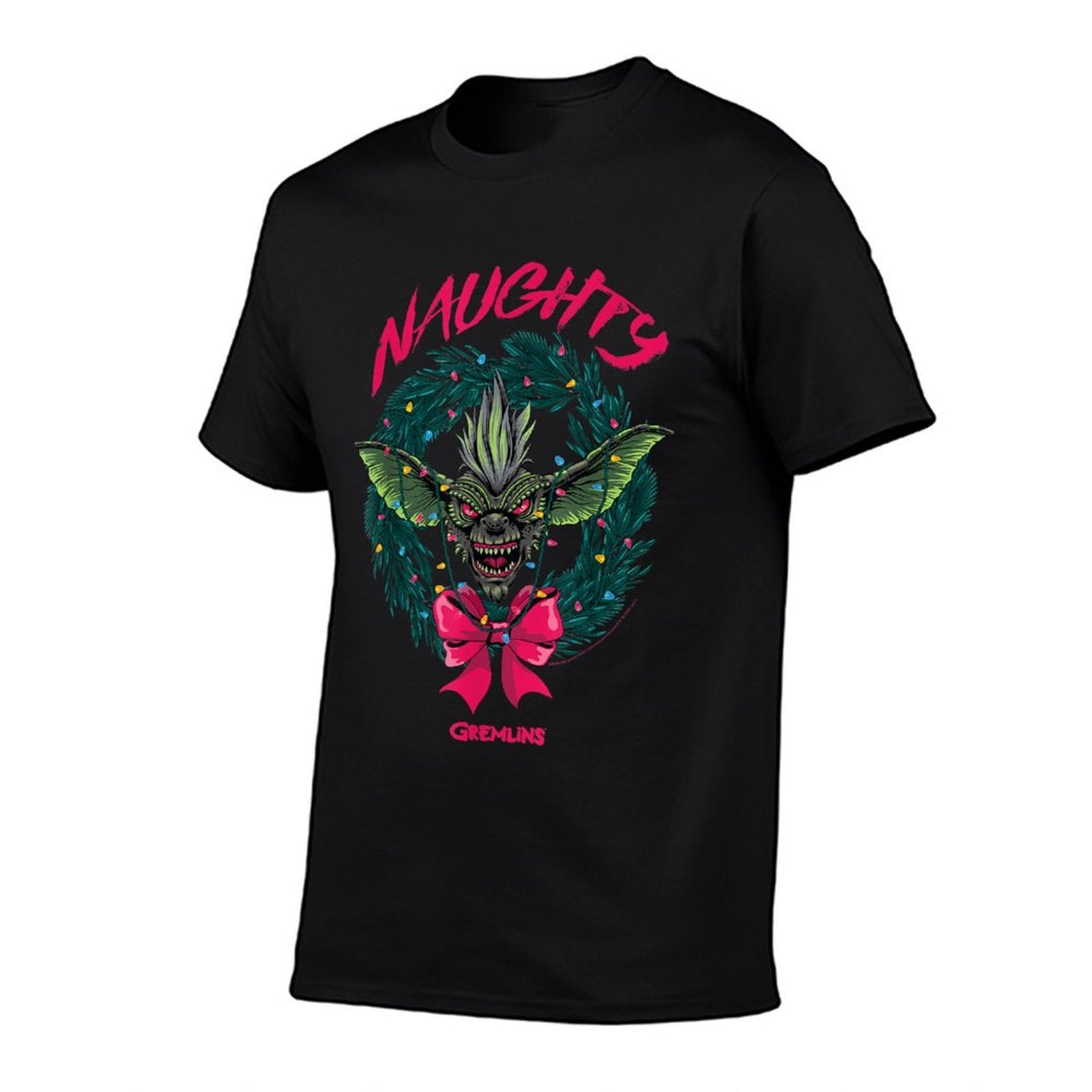 Gremlins Naughty Gremlin Wreath Retro Holiday Movie  Easy-care T-Shirt