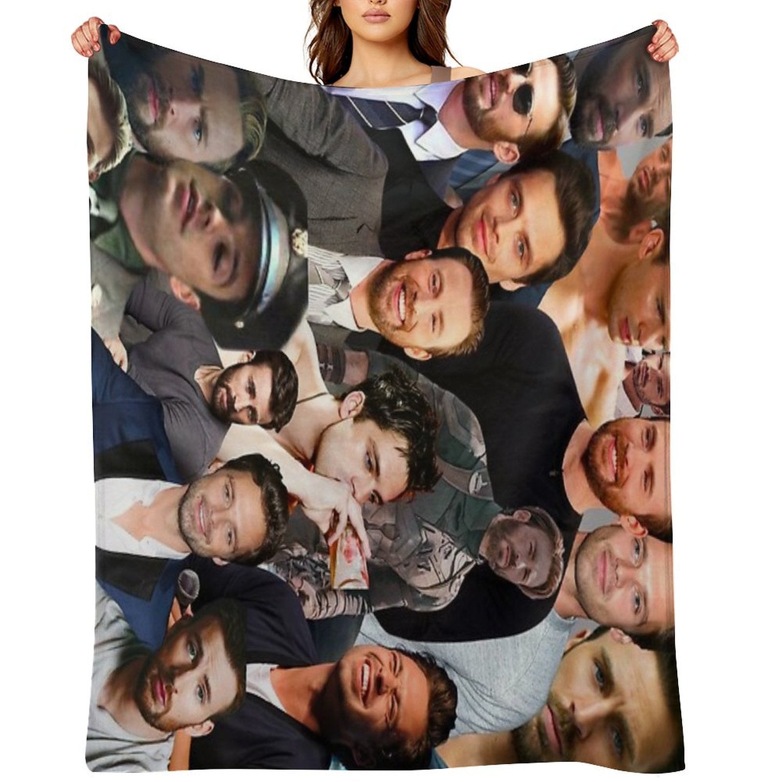 Chris Evans And Sebastian Stan Collage Merch Anti-pilling Throw Blanket