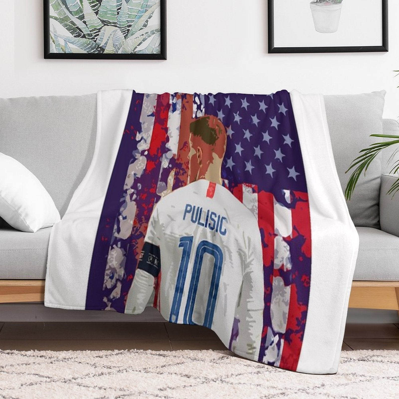 Christian Pulisic USA Poster Velvety-soft Throw Blanket